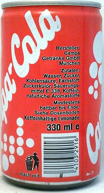 CAMPA Cola 330mL Germany CAMPA Cola 330mL Germany