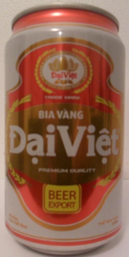 1x Dai Viet Lager 330ml Vietnam beer yellow cans empty open small hole bottom