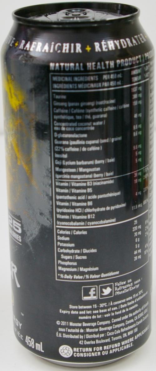 Monster rehab tea lemonade nutrition facts