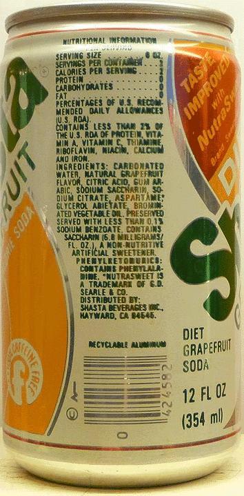 SHASTA-Grapefruit soda (diet)-354mL-TASTE IMPROVED (HAZA ...